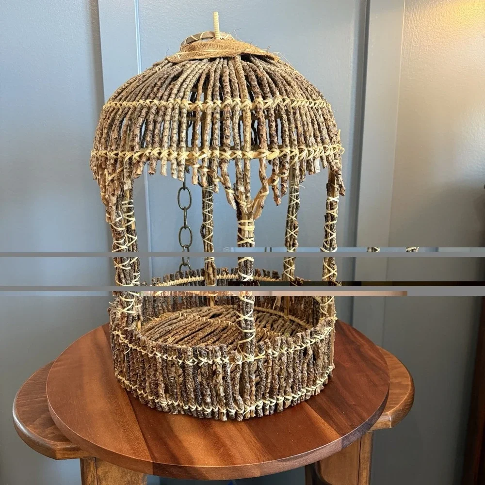 Vintage Twig Art Birdcage Hanging Decorative Rustic Handmade 17